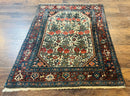 Persian Tribal Rug 3x5, Antique Persian Carpet, Floral Roses, Handmade, Persian Zanjan Rug
