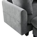 Modern L-Shaped Sectional Sofa with Storage, Movable Ottoman, and Throw Pillows, Grey Chenille, 83'