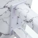 Table and chair set.64.5x35.4 Inch Stylish White Marble Textured Dining Table.Paried With 6 Black PU dining chairs, Silver Metal Legs.Simple and versatile.High Elasticity Sponge Filling.