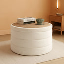 Rounded White Luxurious Boucle Storage Ottoman Lid