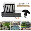 Outdoor Daybed, Patio Rattan Daybed with 5-Position Adjustable Backrest and Removable Cushions & Pillows for Garden, Backyard, Poolside