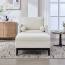 Farmhouse 35.4 in. Upholstered Accent Chair with Ottoman, Ivory Boucle and Black Wood Base, Reversible Lid Coffee Table for Living Room or Office