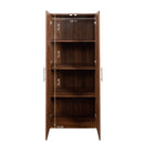High wardrobe and kitchen cabinet with 2 doors and 3 partitions to separate 4 storage spaces