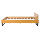 PINE WOOD BED FRAME QUEEN SIZE,NATURAL & BLACK COLOR
