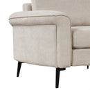 Upholstered 3-seater Curved Sofa with Printed Pillows, Beige Chenille, 111 Inches