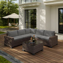 Outdoor 6-Piece Wicker Sectional Sofa Set with Cushions