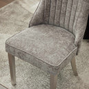 Rayon Cloth Flocking Chenille Dining Chairs Channel Kitchen Dinner Chair Comfy Fabric Upholstered Accent Chair for Dining Room with Silver Brushed Stainless Steel Legs,Set of 2 (Gray), SW1747GY