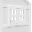 Full Size House Loft Bed with Roof, Windows,4 Storage Drawers,Pine Wooden Bed with Safety Guardrails,Ladder,White