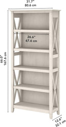 Tall 5 Shelf Bookcase Linen White Oak Modern Farmhouse