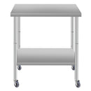 30''*24'' Commercial Work Table for Restaurant and Home Stainless Steel Kitchen Prep Table with Under Shelf and wheels