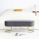 Bench Bedroom Bench, Velvet Oval Upholstered End of Bed Bench with Golden Metal Legs, 48" Modern Storage Ottoman Bench for BedroomLiving Room, Entryway Window, Grey