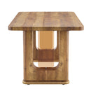 Stylish Wood Color Textured Dining Table MDF Material with Wood Grain Stickers 64.5 x 35.4 Inch