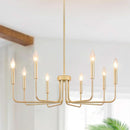 Gold Farmhouse Chandelier 8 Lights for Dining Room