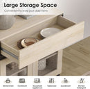Oak Sideboard Buffet With Glass Doors Light Finish