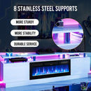 80 Inch White Electric Fireplace TV Stand With LED Lights