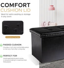 Faux Leather Folding Storage Ottoman 30 Inch Size Black