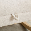 25.4'W Ivory Rocking Chair for Nursery, High Back Glider with Retractable Footrest, Boucle Upholstery, Rubber Wood Legs