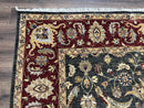 Pak Persian Mahal Rug 9x12, Allover Floral Pakistani Oriental Carpet 9 x 12, Wool Hand Knotted Area Rug, Dark Slate Gray-Black and Maroon