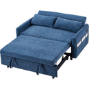 55.1' Pull Out Sleep Sofa Bed Loveseats Sofa Couch with Adjsutable Backrest, Storage Pockets, 2 Soft Pillows, USB Ports for Living Room, Bedroom, Apartment, Office, Blue (Old SKU: WF315689AAC)