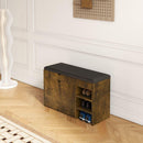 31.49 inch black brown shoe stool, soft cushion, soft and comfortable cushion, can be placed in the door, bedroom and other scenes
