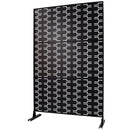 Outdoor & Indoor Privacy Screen Metal Privacy Screen 76' H×48' W, Freestanding Decorative Privacy Screen for Deck Balcony Patio, Privacy Fence Panels for Outside Lawn Garden PS112 BLACK