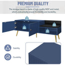Modern Shoe Storage Bench with Hidden Storage and Upholstered Cushions for Bedside, Living Room and Entryway (Navy)