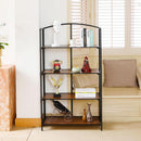 4 Tier Black Folding Bookshelf for Living Room Home Office