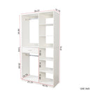 Freestanding Closet System,  Stand-Alone Wardrobe with 6 open Shelves,74.8'' Heigh Closetwith 1 Wood Drawers, Wood Walk-in Closet with 2 Hanging Rod, White