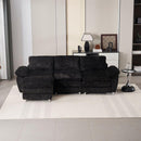 Modern Deep 3-Seat Sofa Couch with Ottoman, Polyester Sofa Sleeper Comfy Upholstered Furniture for Living Room, Apartment, Studio, Office,Dark Black