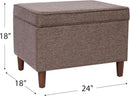 Chocolate Brownstone Storage Ottoman With Hinged Lid