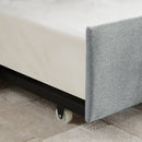 Twin Size Daybed with Trundle Upholstered Sofa Bed, with Vertical Stripes, Linen Fabric, Grey (82.5'x43'x30')