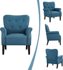 Navy Blue Compact Midcentury Armchair Tufted Backrest
