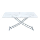 Modern Minimalist Multifunctional Lift Table with 0.8 Inch MDF Desktop and Silver Metal Legs