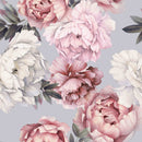 Gentle Peonies on Grey Background Wallpaper