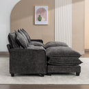 Modern Chenille Upholstered Sectional Sofa with Ottomans, USB Ports, Cup Holders, and Storage in Grey