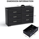 Modern 3 Drawer Bedroom Chest of Drawers with 6 Drawers Dresser, Clothes Organizer -Metal Pulls for Living Room, Bedroom, Hallway, Black,47.6" x 15.7" x 28.9"