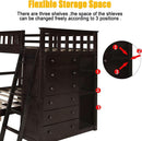Espresso Twin Over Full Bunk Bed With Six Drawers Shelves