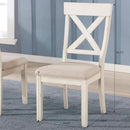 Prato Wood Cross Back Dining Chairs Antique White Tan