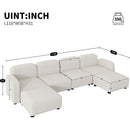 116x58" Velvet Modular Sectional Sofa,U Shaped Reversible Couch Set,Free Combination,6 Seat Sleeper Cloud Sofa Bed with Ottoman,Convertible Oversized Indoor Furniture Pieces for Living Room,Beige