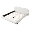 Queen Size Upholstered Bed Frame with Boucle Fabric and Steel Legs, White