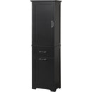 Tall Bathroom Storage Cabinet, Freestanding Storage Cabinet with Two Different Size Drawers and Adjustable Shelf, MDF Board with Painted Finish, Black