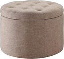 Round Shoe Ottoman Tan Fabric 12 Compartment Storage
