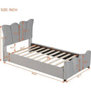 Twin Size Upholstered Platform Bed Velvet Upholstered Bed, Gray