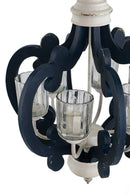 Wood Chandelier 6 Light Farmhouse Pendant Lighting Wood Hanging Light Fixture For Kitchen Living Dining Room, Bulb Not Included - Cream