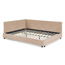 Mid-Century Storage Upholstered Tufted Bed Frame With Backrest And Armrests