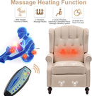 Beige Wingback Pushback Recliner With Massage Heat