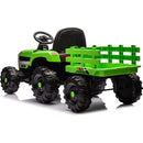 Ride on Tractor with Trailer,24V Battery Powered Electric Tractor Toy, 200wx2motor 1.86-4.97MPH/Remote Control,electric car for kids,Three speed adjustable,USB,MP3, Bluetooth,LED light, safety belt.
