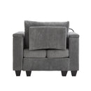 Convertible Chaise Lounge Sofa Chair Corduroy Sleeper with USB Ports, Cup Holders, Storage, Grey