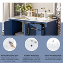 36' Traditional Bathroom Vanity with Ceramics Sink , Blue Bathroom Cabinet with Two Soft Close Doors and Four Drawers(Old sku:SV000026AAC)