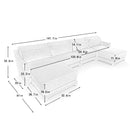 Elegant Four-Seater Sofa with Movable Ottoman and Lumbar Pillow, Beige Chenille Fabric, Solid Wood Frame, Ergonomic Design